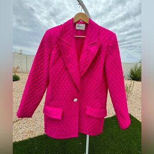 Jayna New York Vintage Rare Bright Pink Quilted, Lined Blazer, Size M
